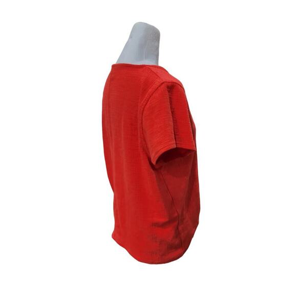 J. Crew Women's Textured Tie Front Top Size Medium Red Button Front V Neck - Picture 5 of 8